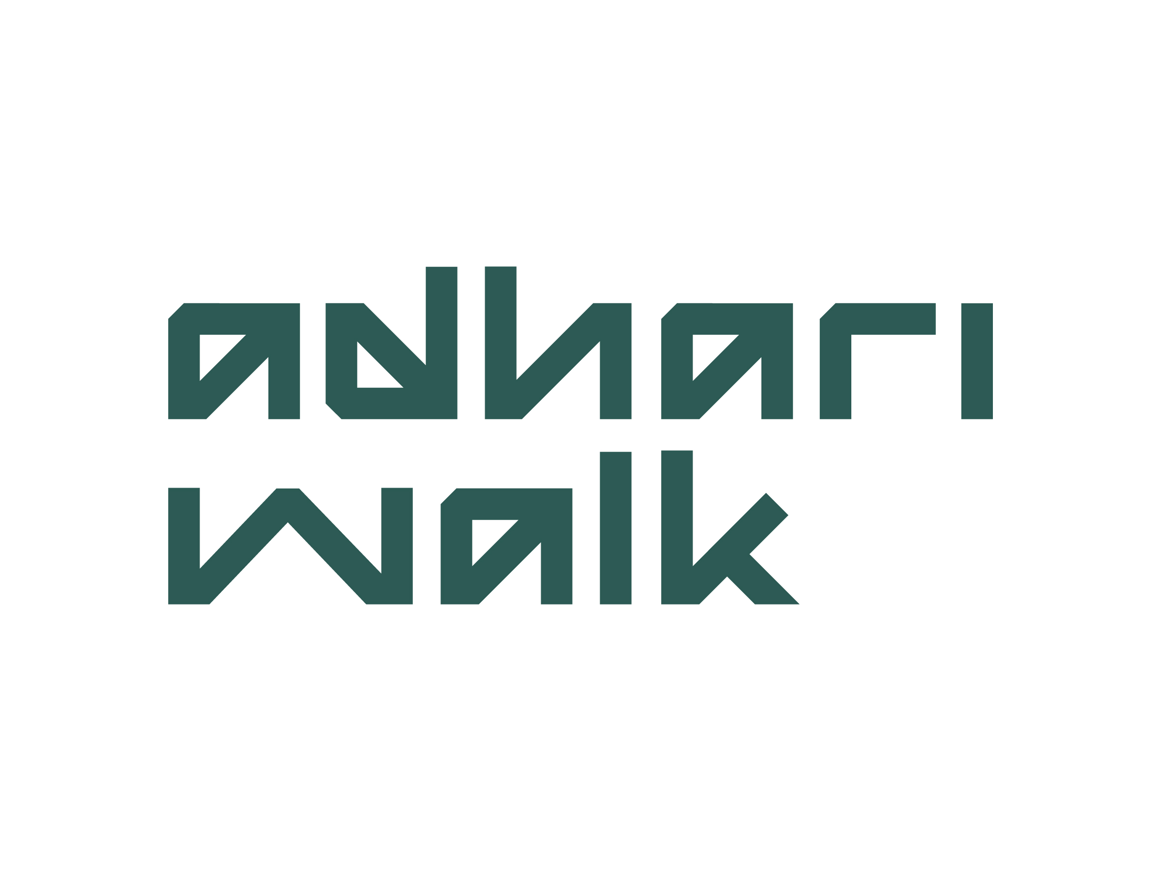 The image shows the words "Adhari Walk" written in a bold, geometric font on a white background.