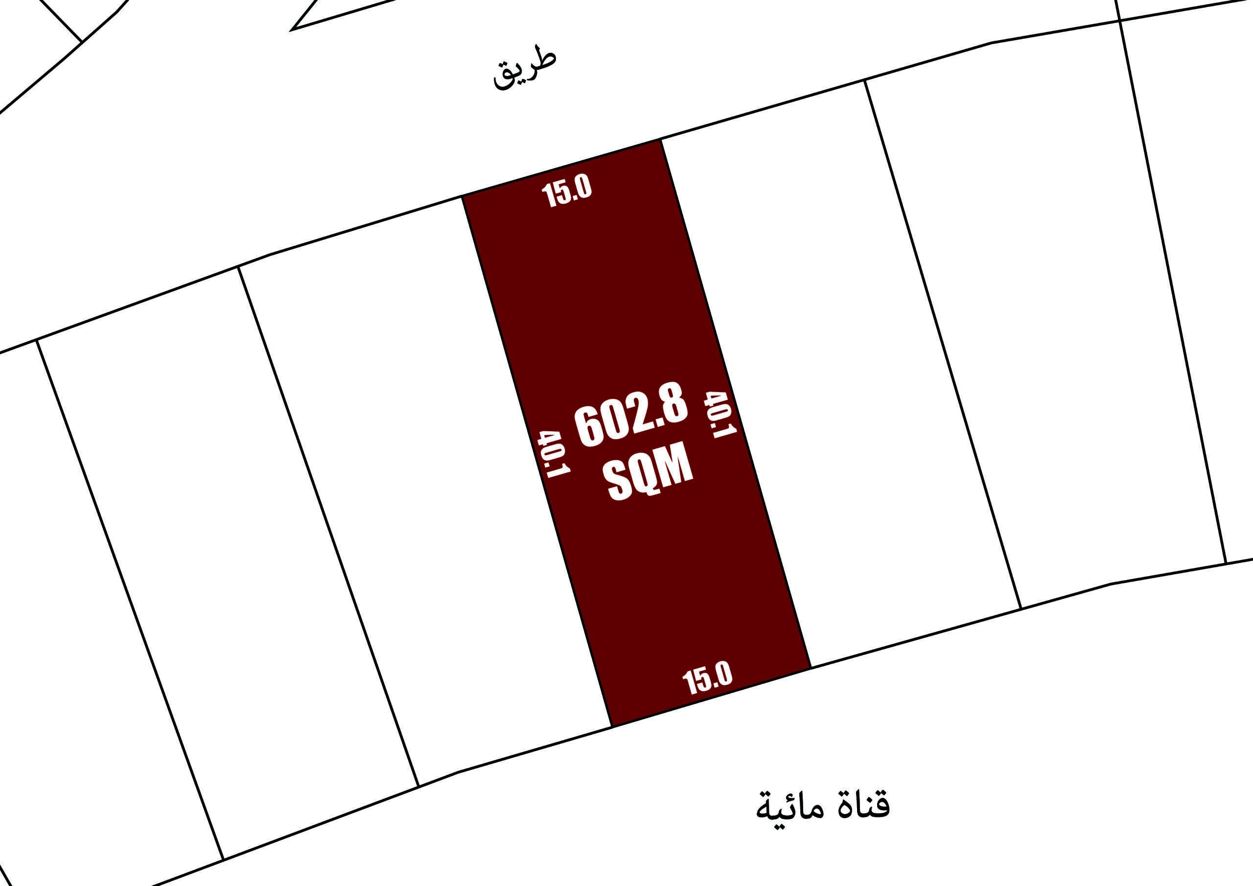Auto Draft of land plot layout with a highlighted area of 602.8 square meters.