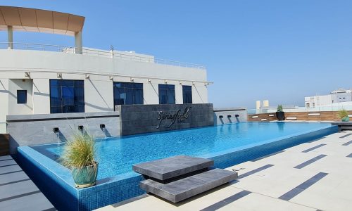 Luxury rooftop swimming pool.