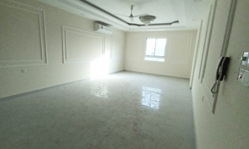 Keywords: empty room, white tile floors