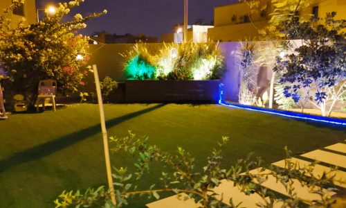 Luxury 5BR Villa featuring artificial grass and plants in Galali.