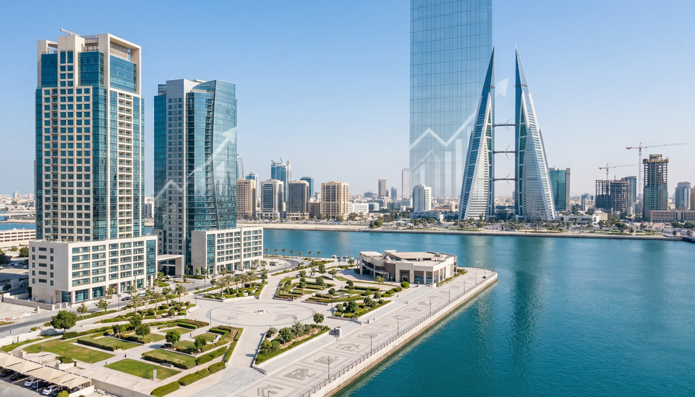 A waterfront cityscape featuring modern high-rise buildings and distinctive twin towers reflected in calm blue water—a prime location that highlights the allure and common real estate investing opportunities.