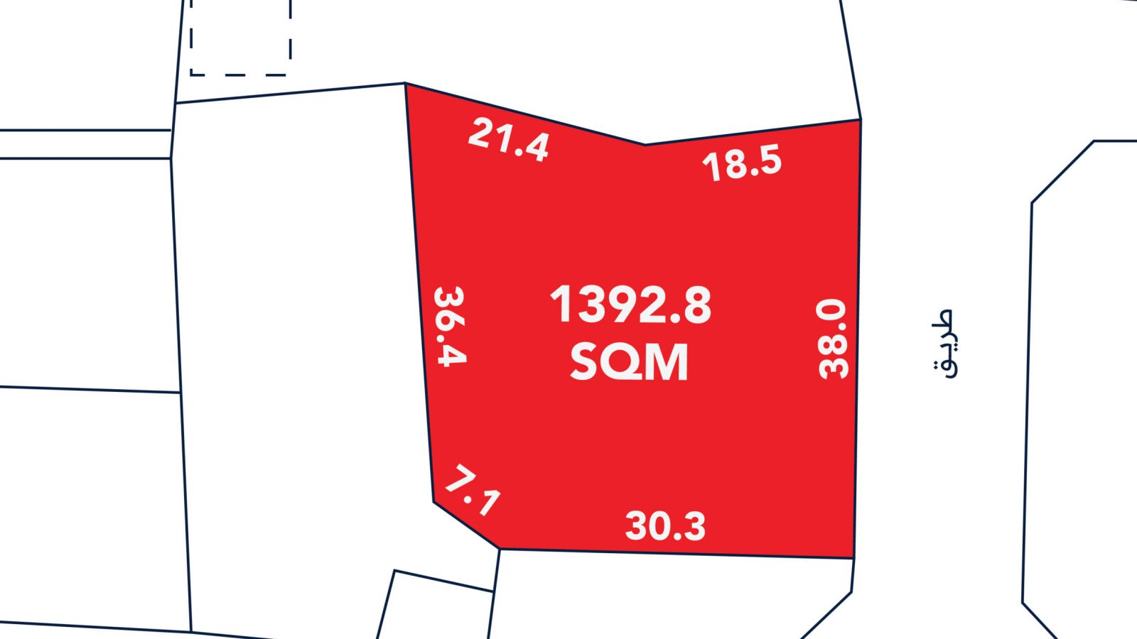 A map shows a red-highlighted plot with labeled boundary lengths and an area of 1392.8 SQM, surrounded by roads and other properties.