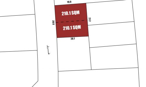 The Kanoo Plan displays a map highlighting the Tubli area, indicating the precise location of a vacant lot available for purchase. Explore this map to find lands for sale in Tubli.