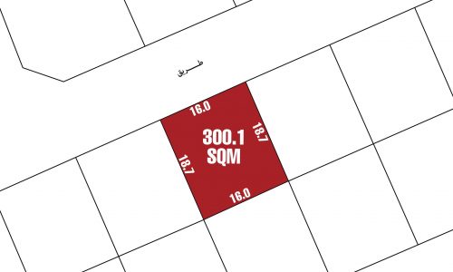 A map showing the location of a vacant lot in the prime Sitra area, land for sale.