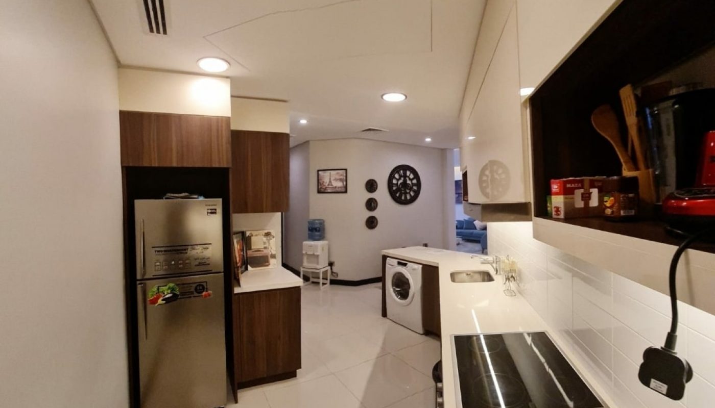 Fish eye view, stainless steel appliances