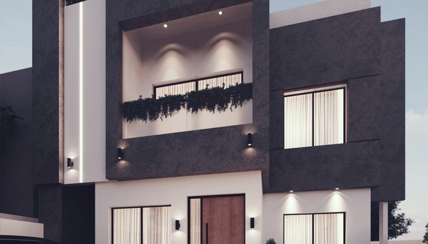 New 3D rendering of a luxurious modern house at night. The perfect showcase for potential buyers looking for a dream home on sale.