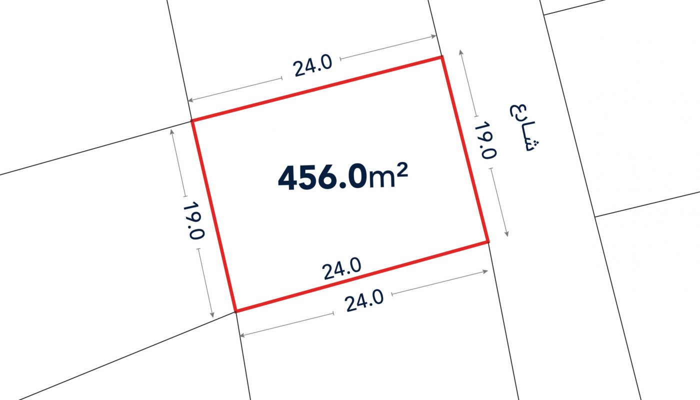 A plot diagram shows a rectangular lot measuring 24m by 19m, with a total area of 456.0m², outlined in red and labeled with dimensions.